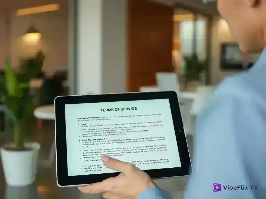 User reading terms of service and compliance guidelines